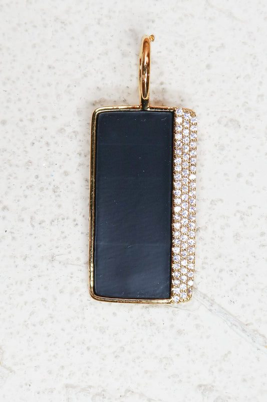 Locker Dog Tag Onyx Crystal Dog Tag Charm