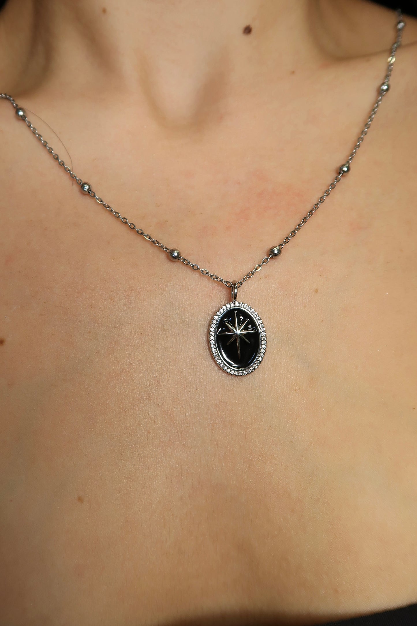 Fearfully & Wonderfully Made Onyx Enamel Charm - 316L Stainless Steel