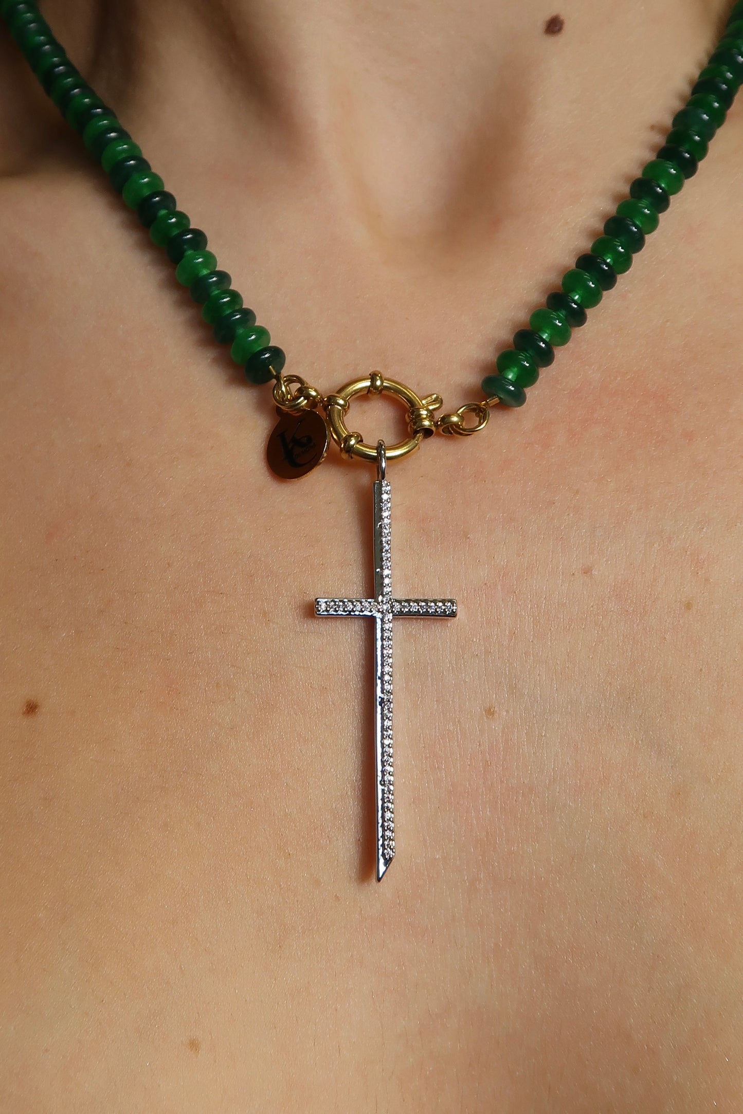 Sacred 316L Stainless Steel Crystal  Cross Charm