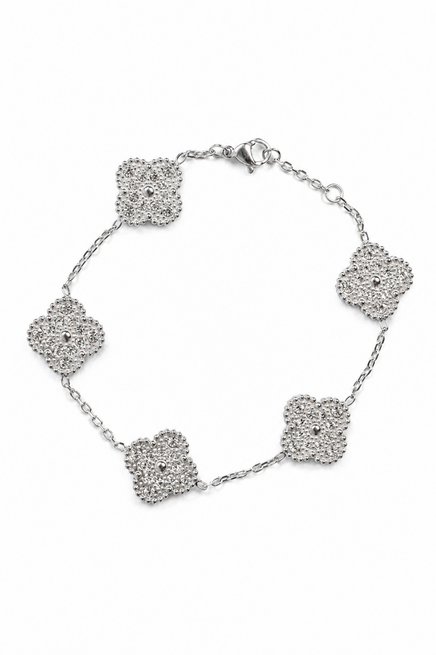 Infinite Glow 2 Sided Crystal 316L Stainless Steel Clover Collection