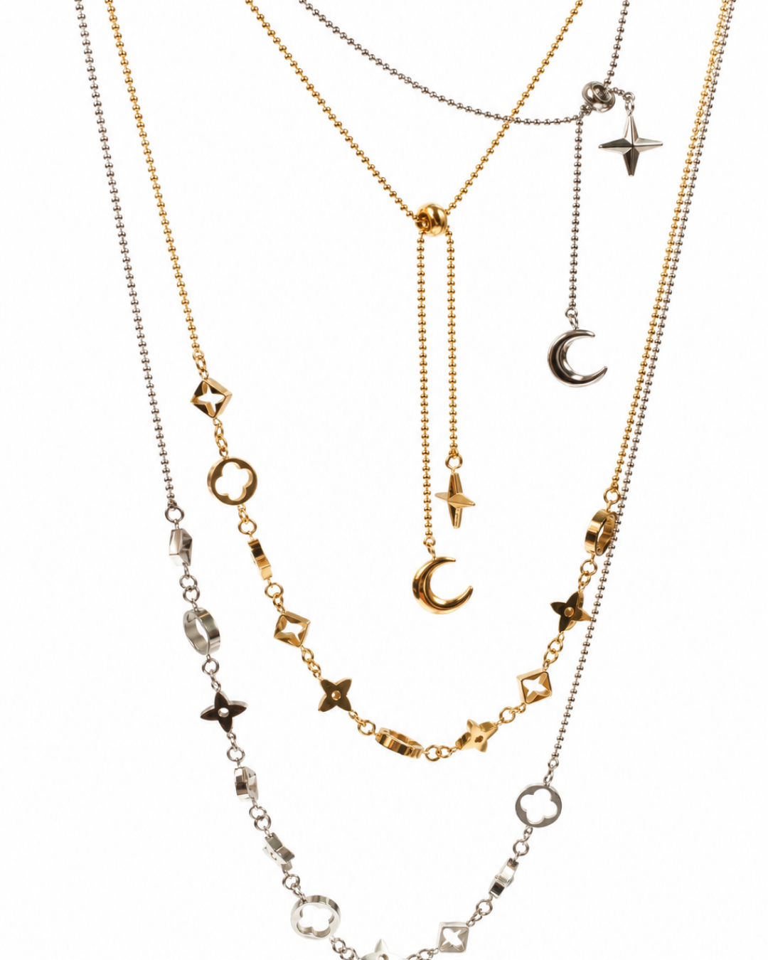 Flirty 316L Stainless Steel Clover Pull Necklace