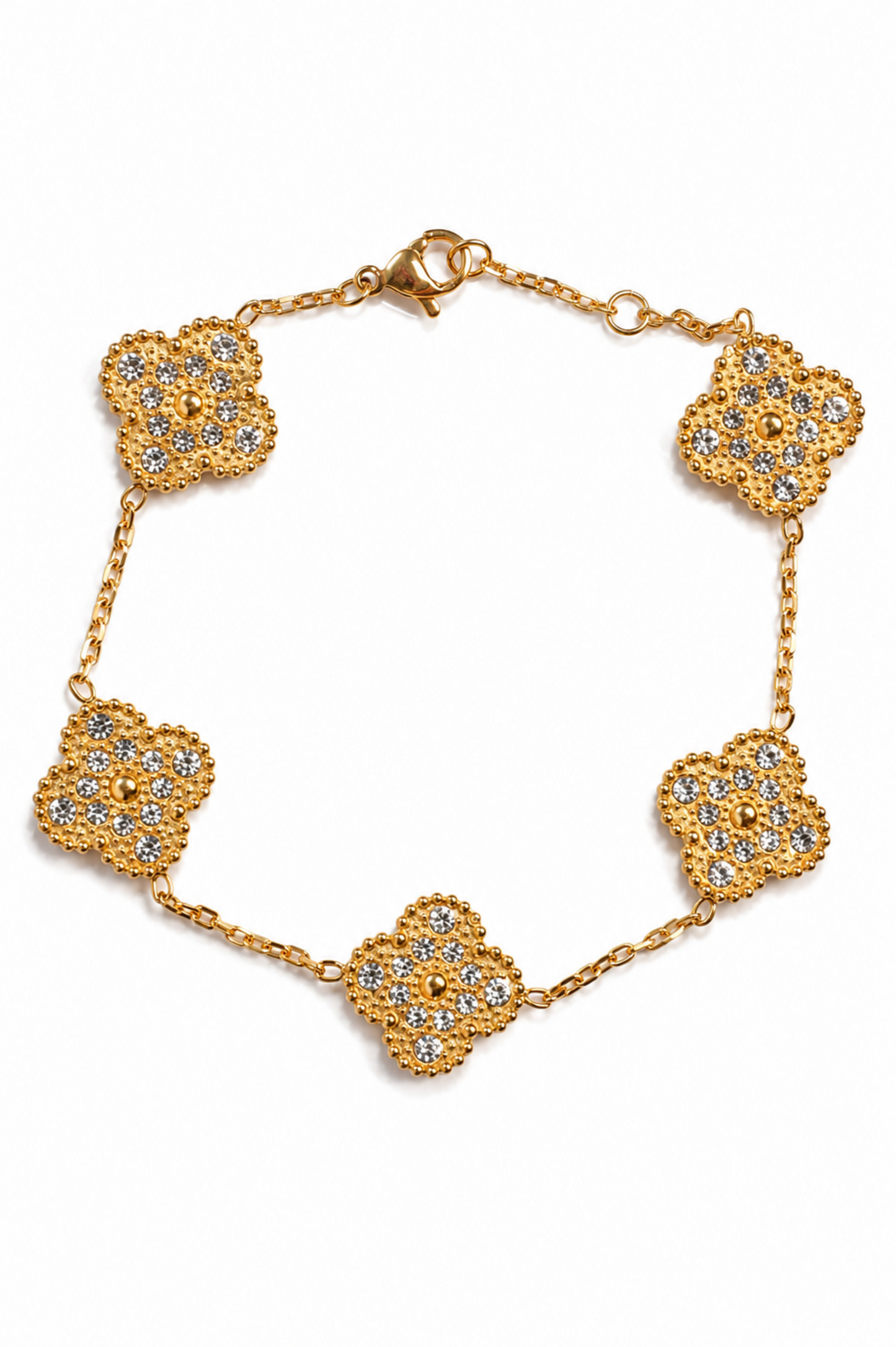 Infinite Glow 2 Sided Crystal 316L Stainless Steel Clover Collection