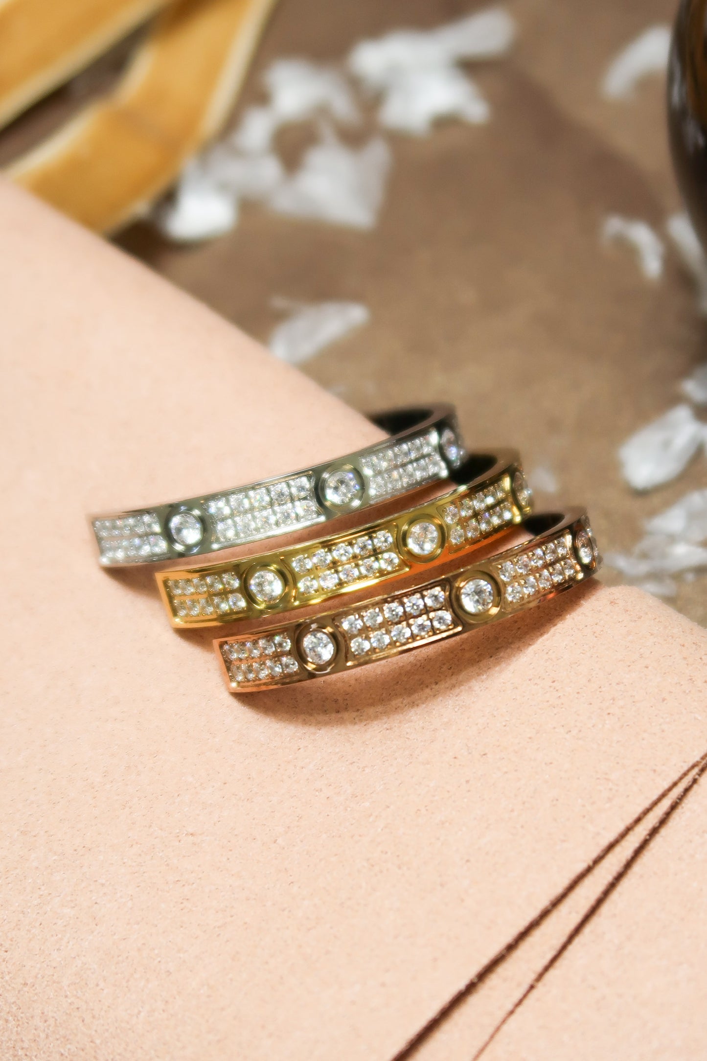 The Glimmer Crystal 316L Stainless Steel Hoops