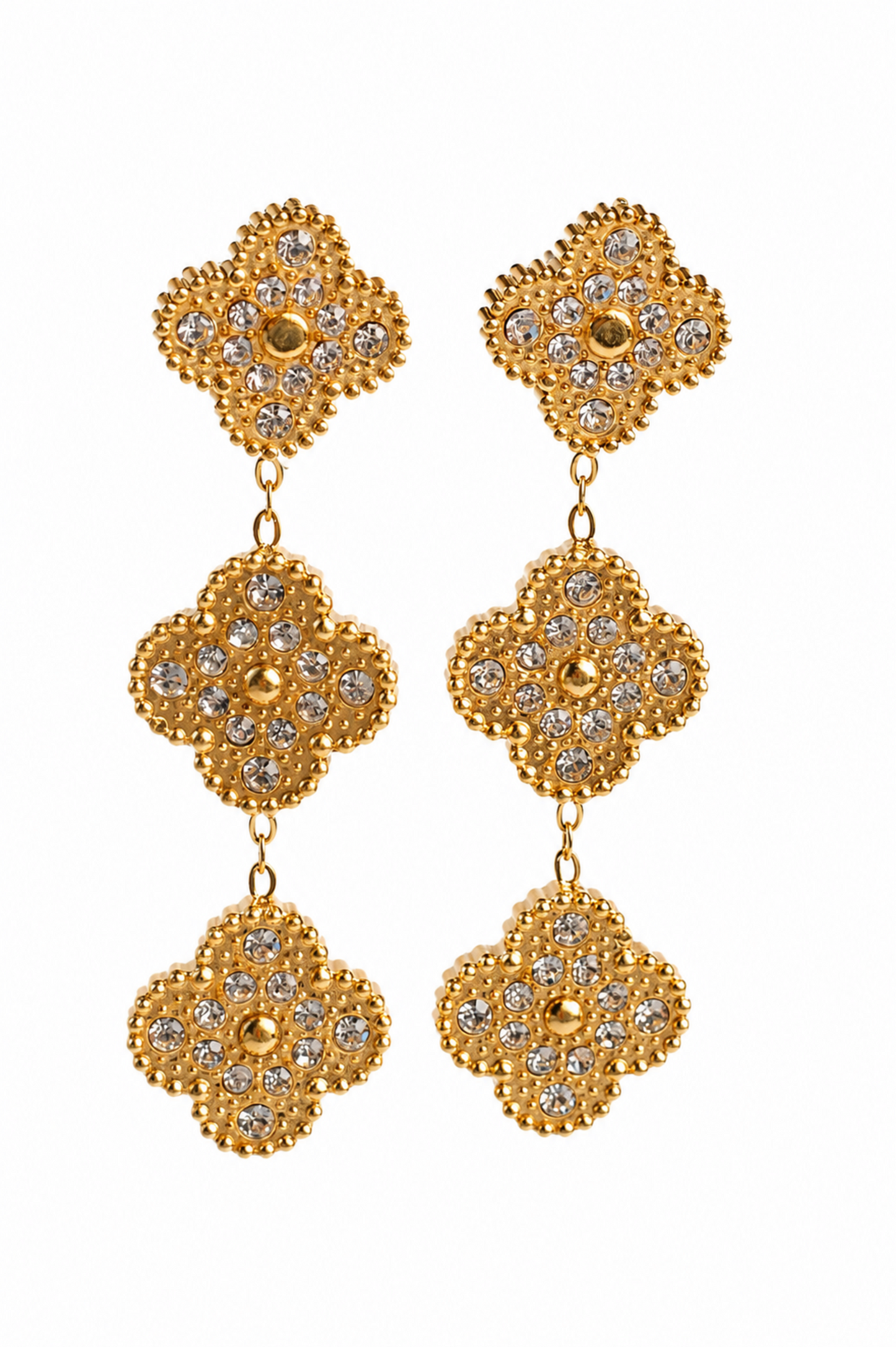 Infinite Glow 2 Sided Crystal 316L Stainless Steel Clover Collection