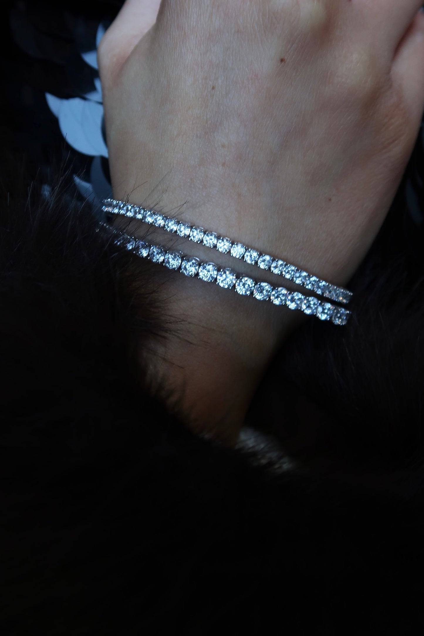 Odette .925 Sterling Silver 3mm and 4mm Bracelet Duo