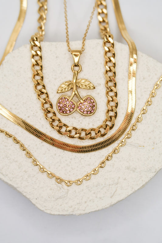 Cherry on the Top 316L Stainless Steel Necklace Quad
