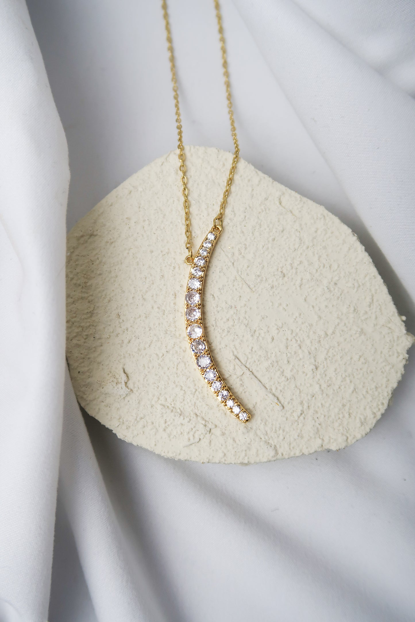 Over the Moon 316L Stainless Steel Crystal Necklace
