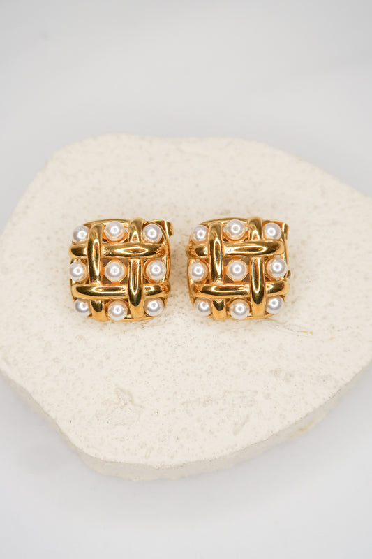 Cabana Gold Pearl 316L Stainless Steel Earrings