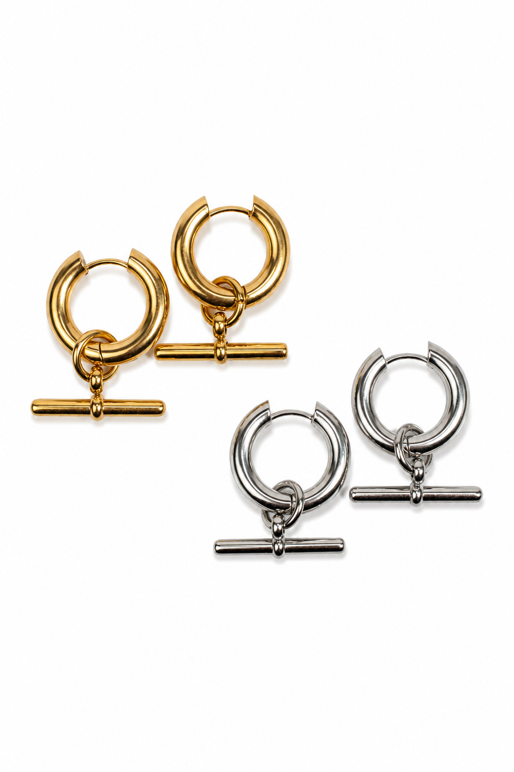 Editor's Pick T-Bar 316L Stainless Steel Necklace + Earrings