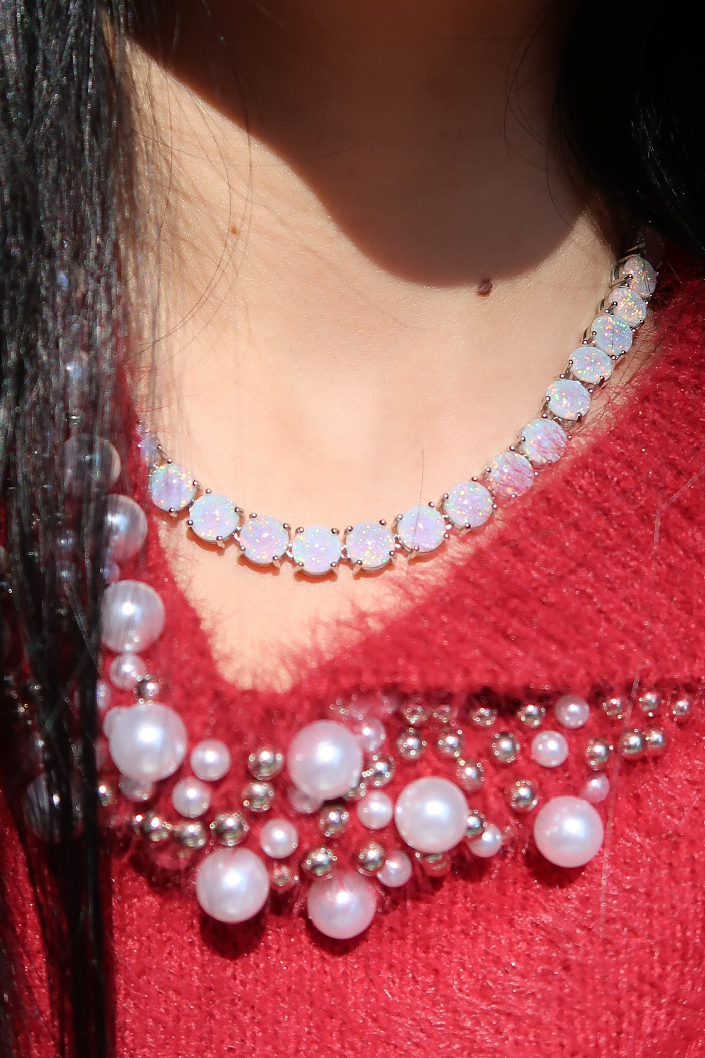 She's Got The Glow Opal Tennis Necklace- pre order