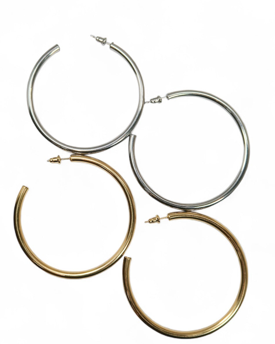 90210 Essential 316L Stainless Steel Hoops Duo