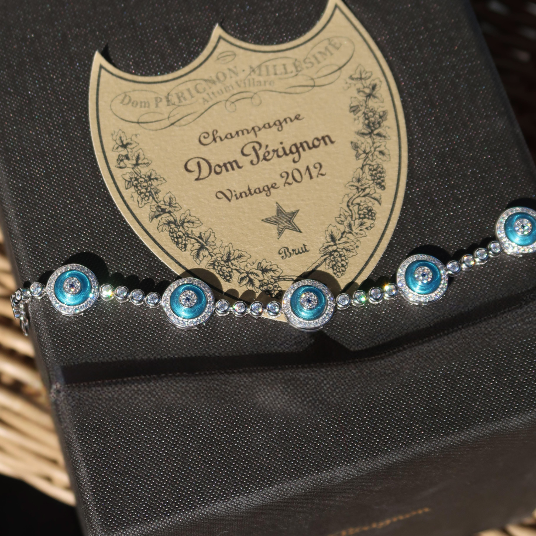 Decade of Luck Glass Eye .925 Sterling Silver Tennis Bracelet