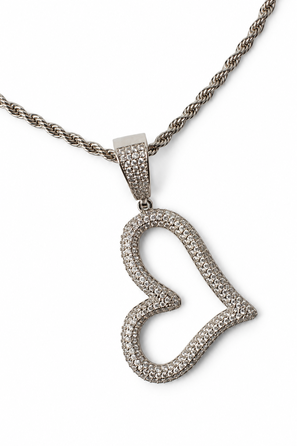 90's Crystal Heart 316L Stainless Steel Necklace