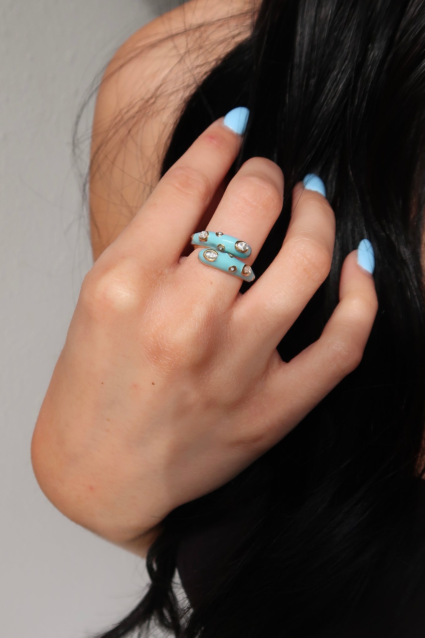 Viva Adjustable Crystal 316 Stainless Steel Enamel Rings