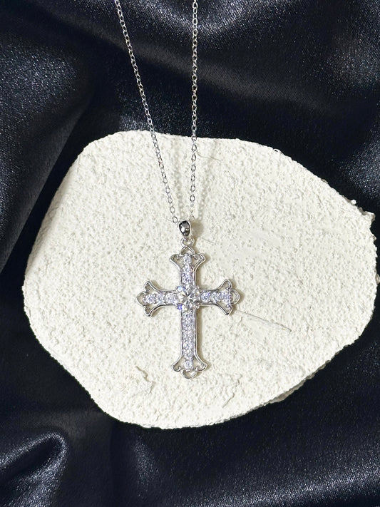 Faithful Cross Moissanite Necklace