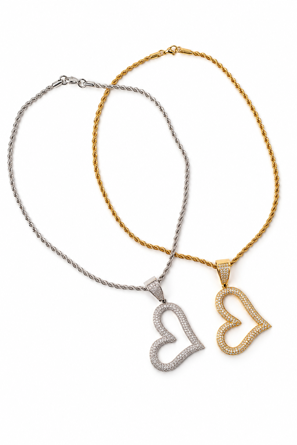 90's Crystal Heart 316L Stainless Steel Necklace