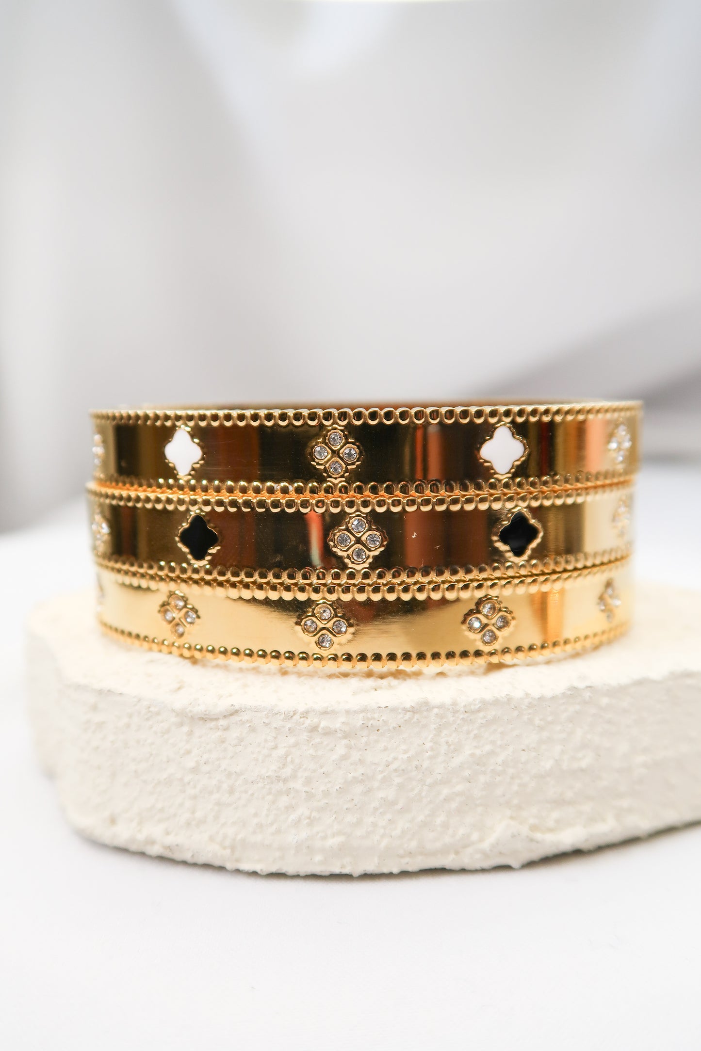 Lush Clover 316L Stainless Steel Bangle and Ring Duo