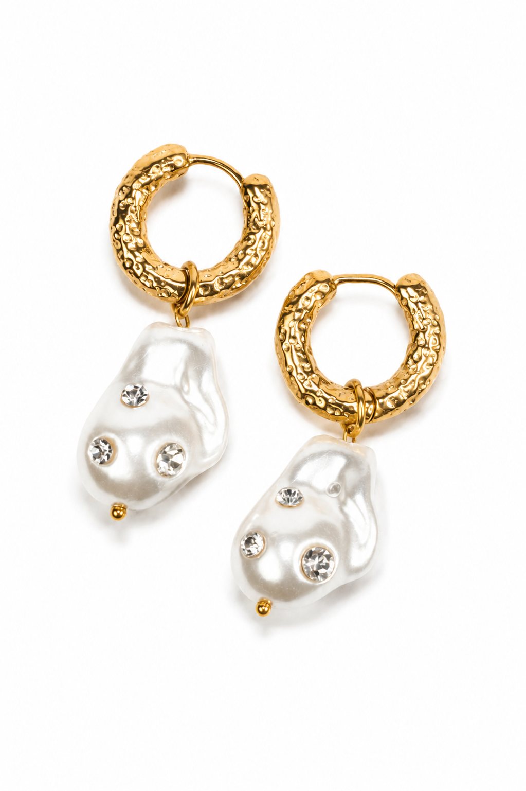 Pearl Society Stainless Steel Gem Studded Earrings