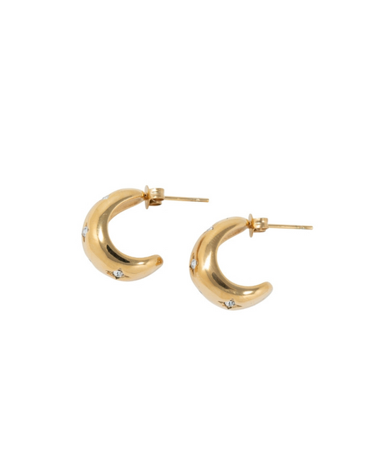 Starry Night 316L Stainless Steel Crystal Hoops