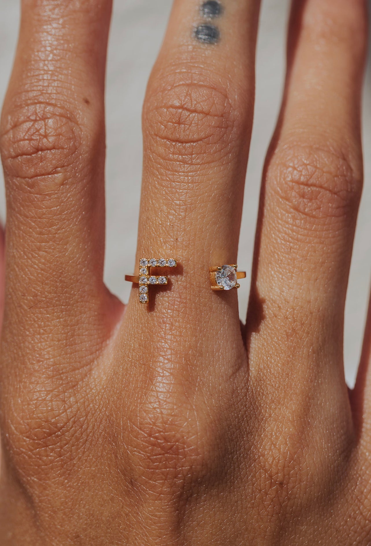 Crystal Initial 316L Stainless Steel Ring