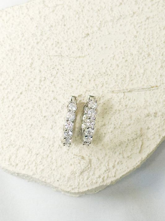 Vivi .925 Sterling 2.5 Carats Silver Moissanite Huggies