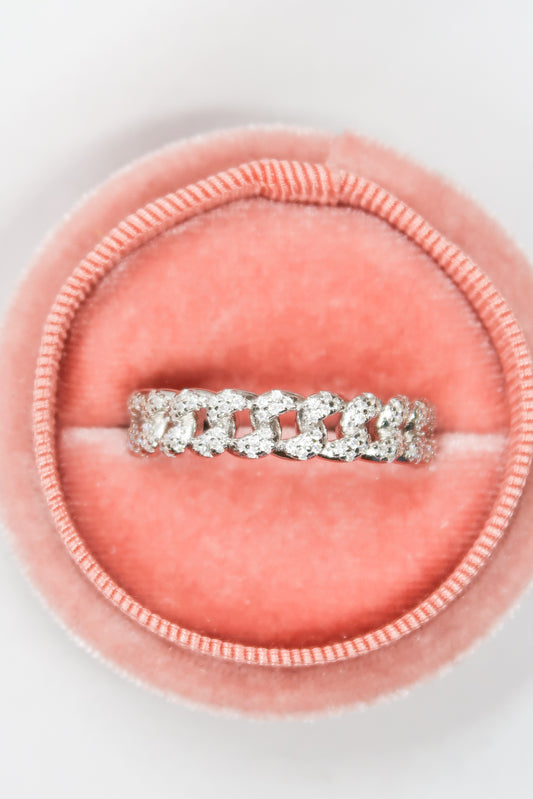 Chic Mini Link Eternity Moissanite .925 Sterling Silver  Band