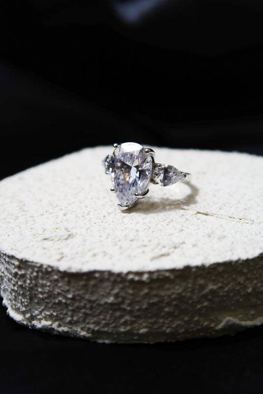 Imposter .925 Sterling Silver Pear 6 Carat RIng