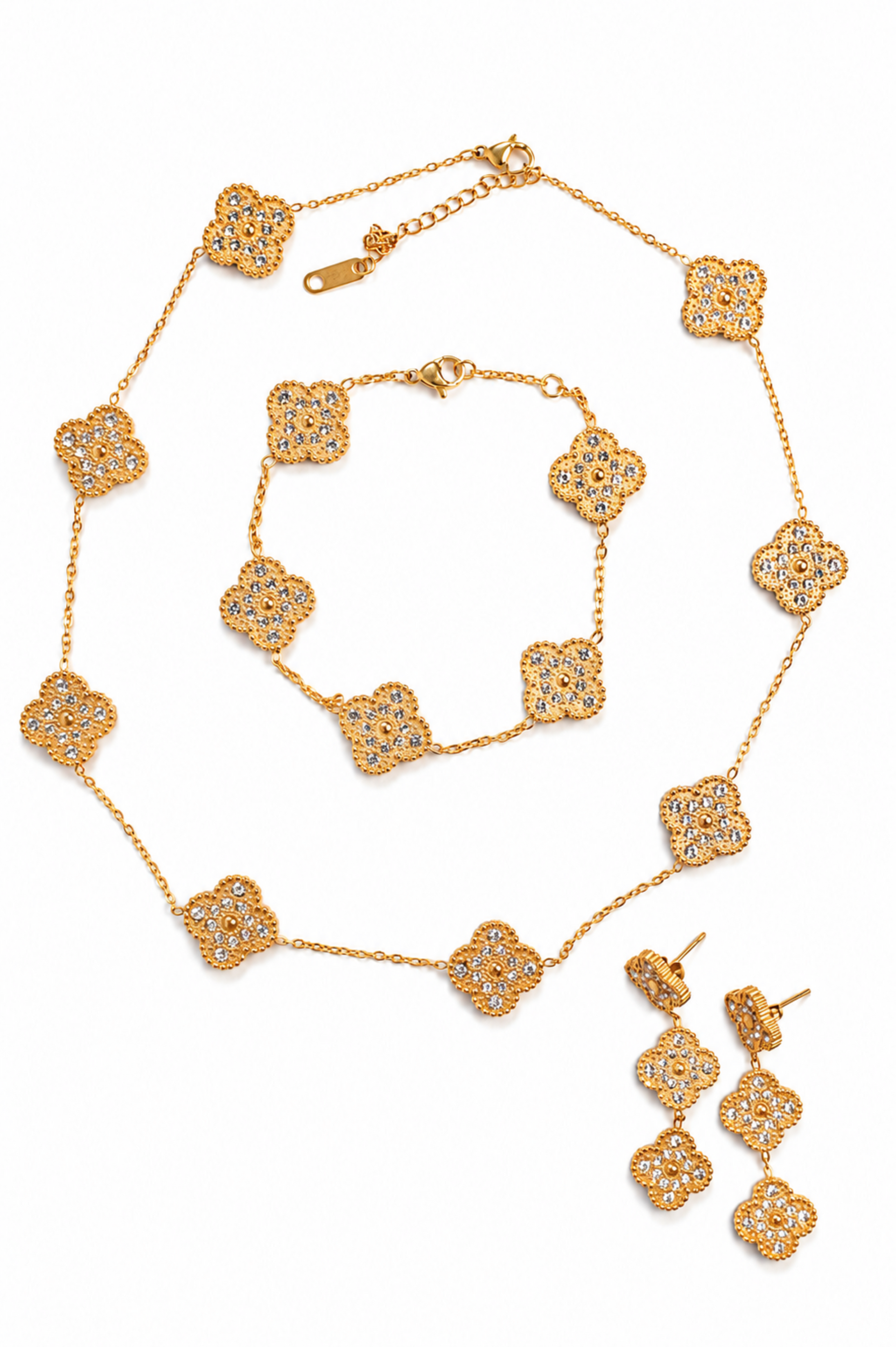 Infinite Glow 2 Sided Crystal Stainless Steel Clover Collection