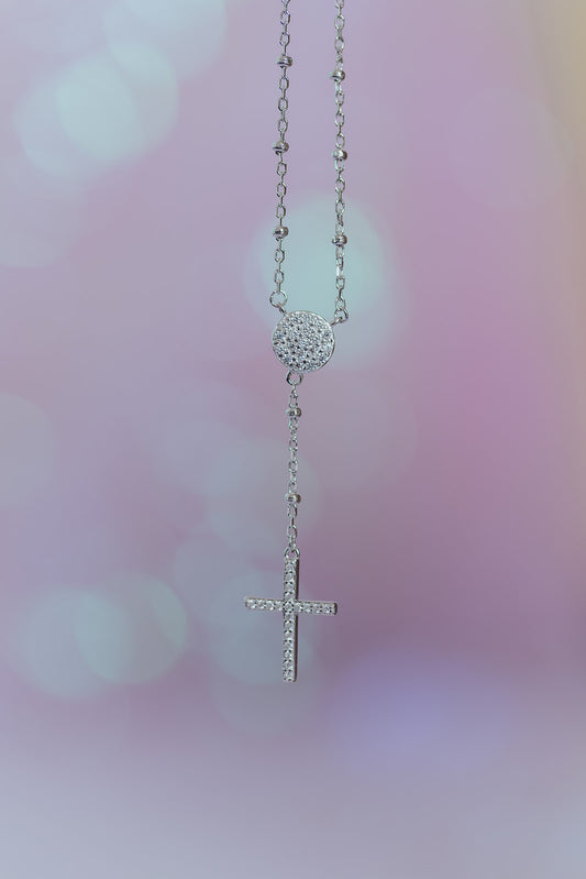 Like A Prayer .925 Sterling Silver Rosary Cross Necklace