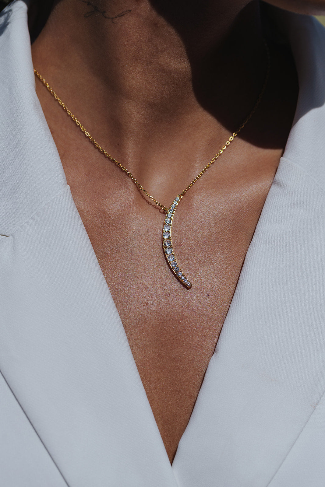 Over the Moon 316L Stainless Steel Crystal Necklace
