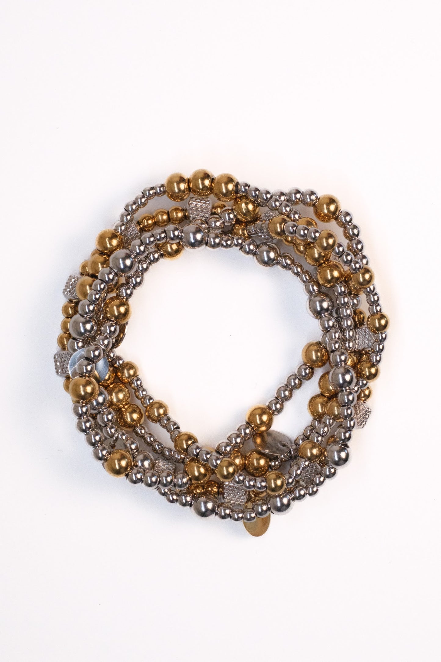 Even Odds Mixed Metal 316L Stainless Steel 5 Piece Bracelet Stack