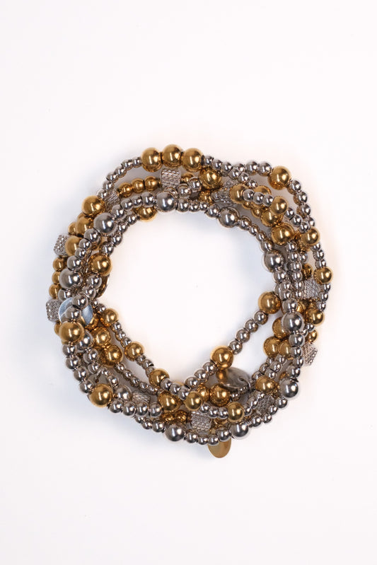 Even Odds Mixed Metal 316L Stainless Steel 5 Piece Bracelet Stack