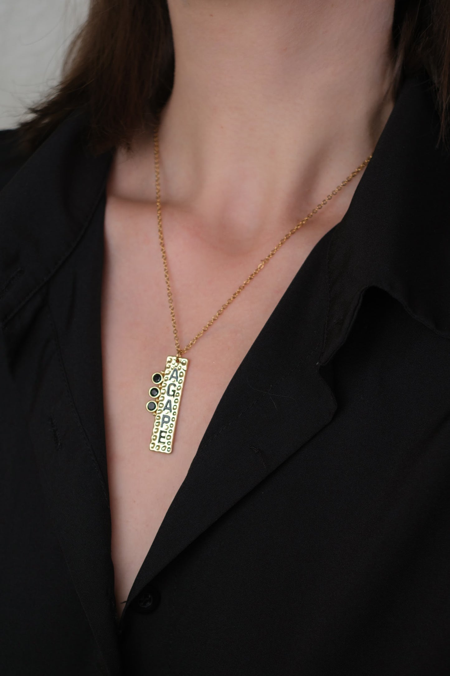 Agape Onyx 316L Stainless Steel Necklace