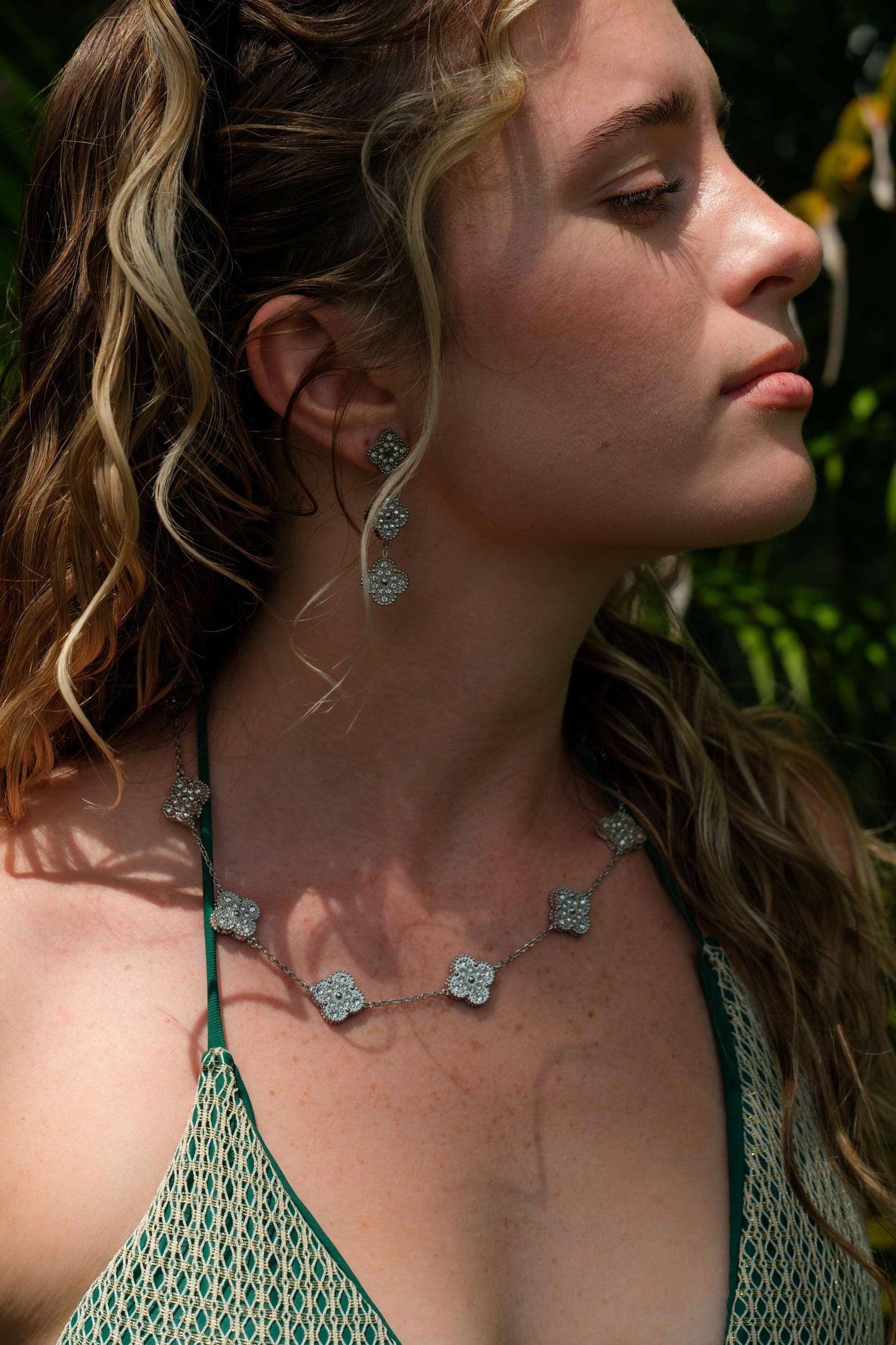 Infinite Glow 2 Sided Crystal 316L Stainless Steel Clover Collection