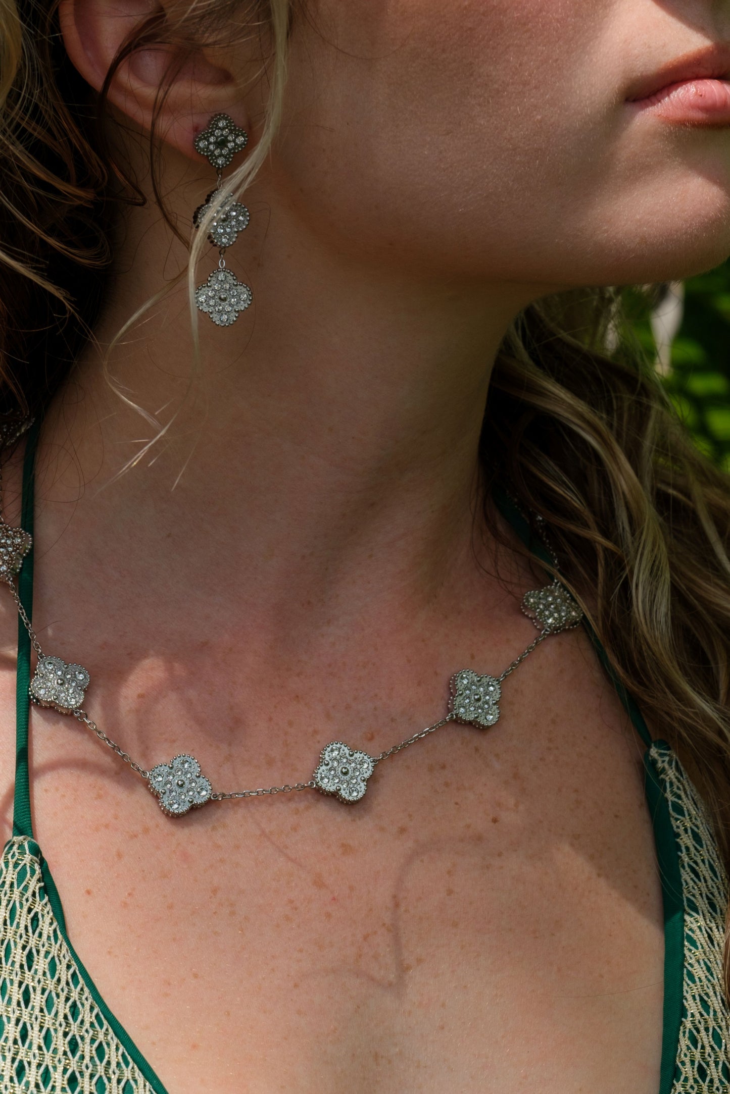 Infinite Glow 2 Sided Crystal 316L Stainless Steel Clover Collection