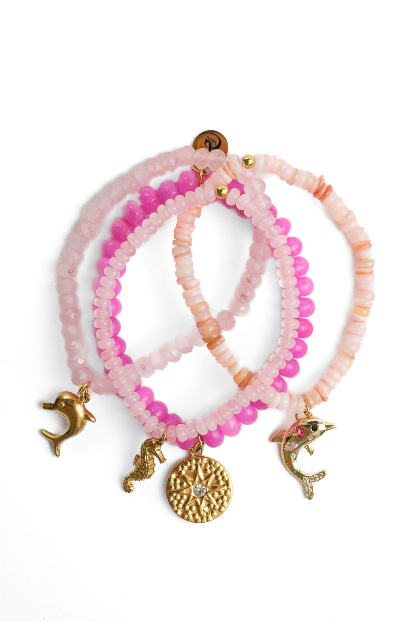 Pink Sands Natural Stone and Swarovski 4 Piece Bracelet Stack