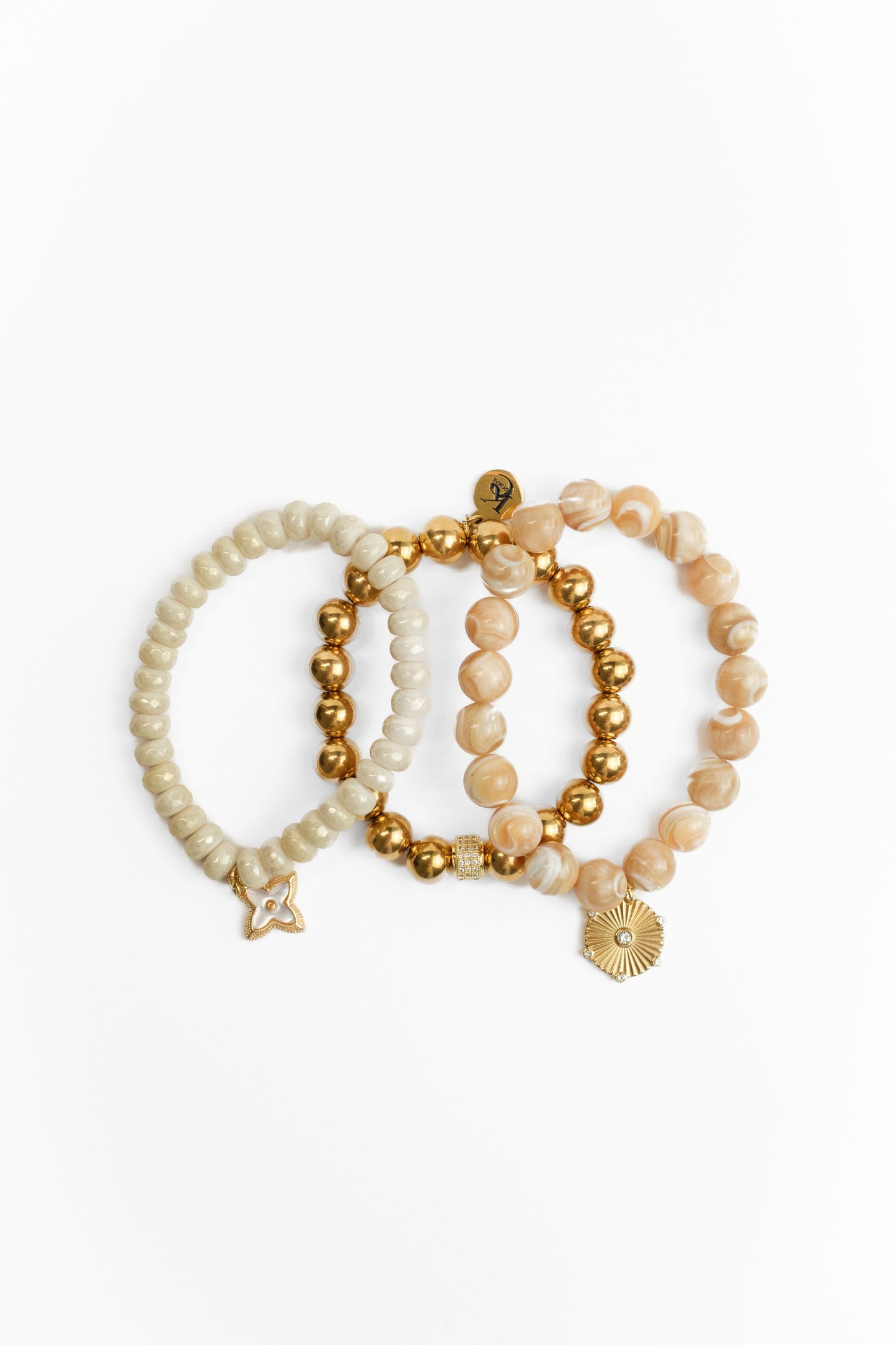 Coastal Latte Natural Stone 3 Piece Bracelet Stack
