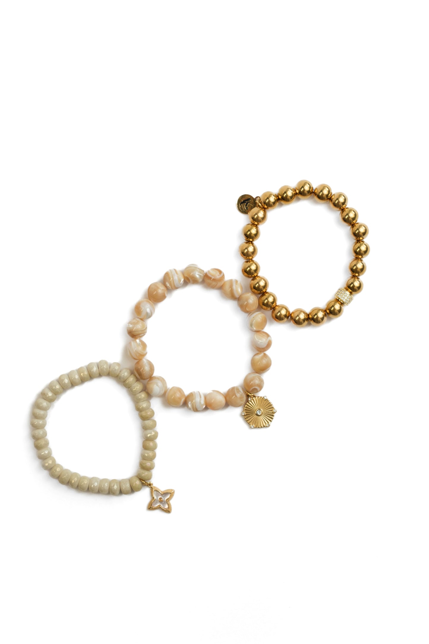 Coastal Latte Natural Stone 3 Piece Bracelet Stack
