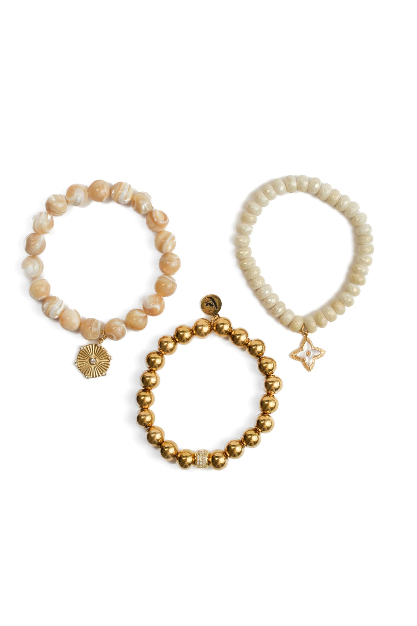 Coastal Latte Natural Stone 3 Piece Bracelet Stack