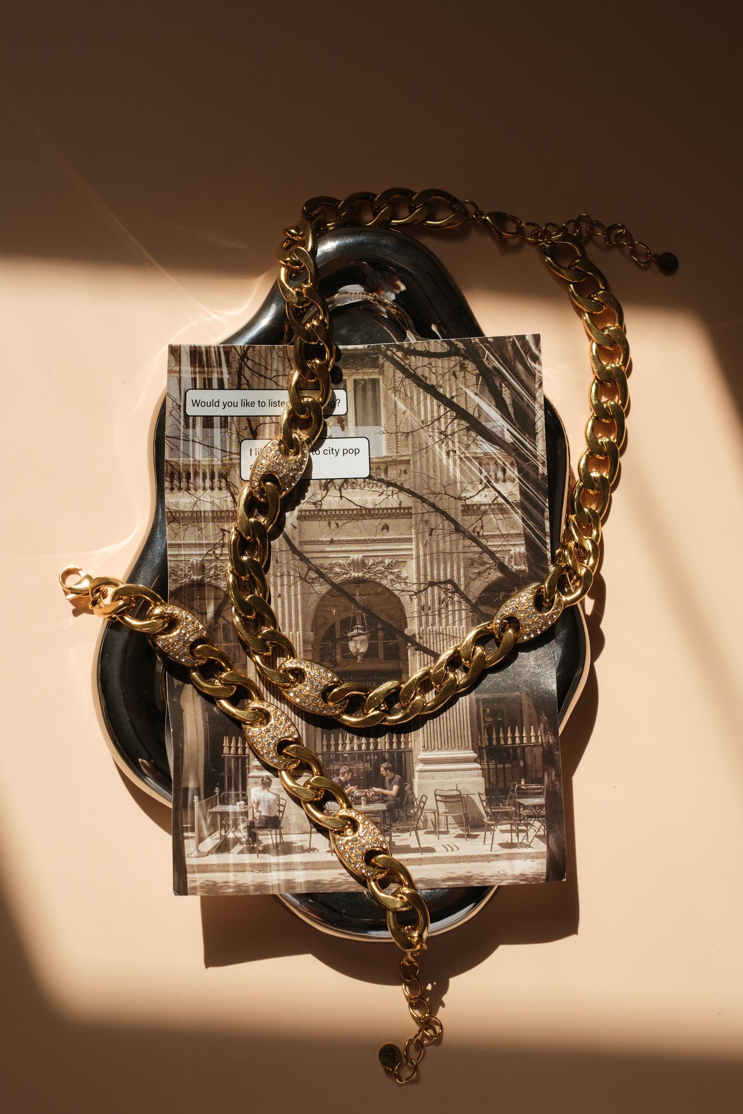 Golden Affair Crystal Cuban Link 316L Stainless Steel Crystal Link Duo