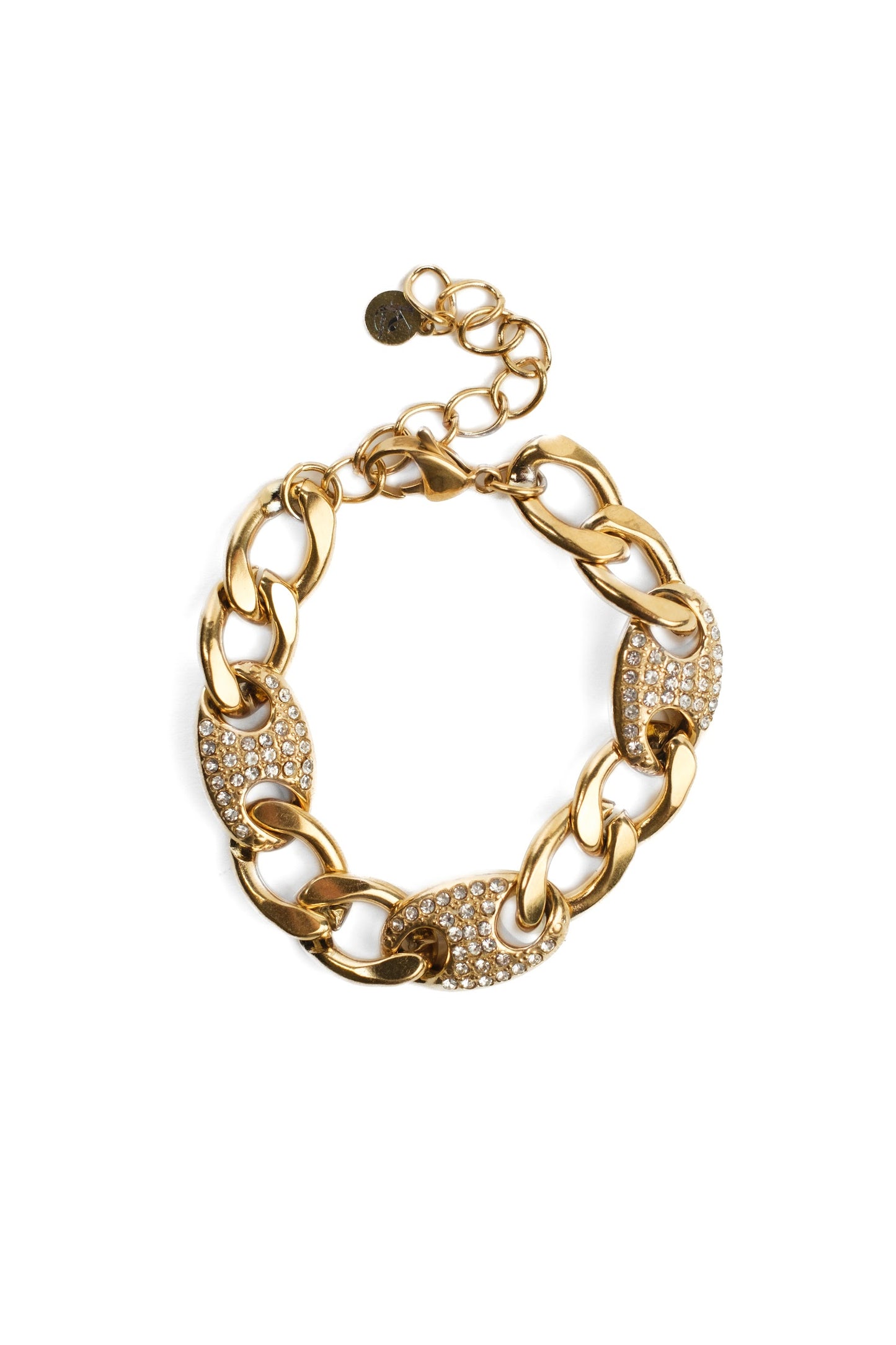 Golden Affair Crystal Cuban Link 316L Stainless Steel Crystal Link Duo