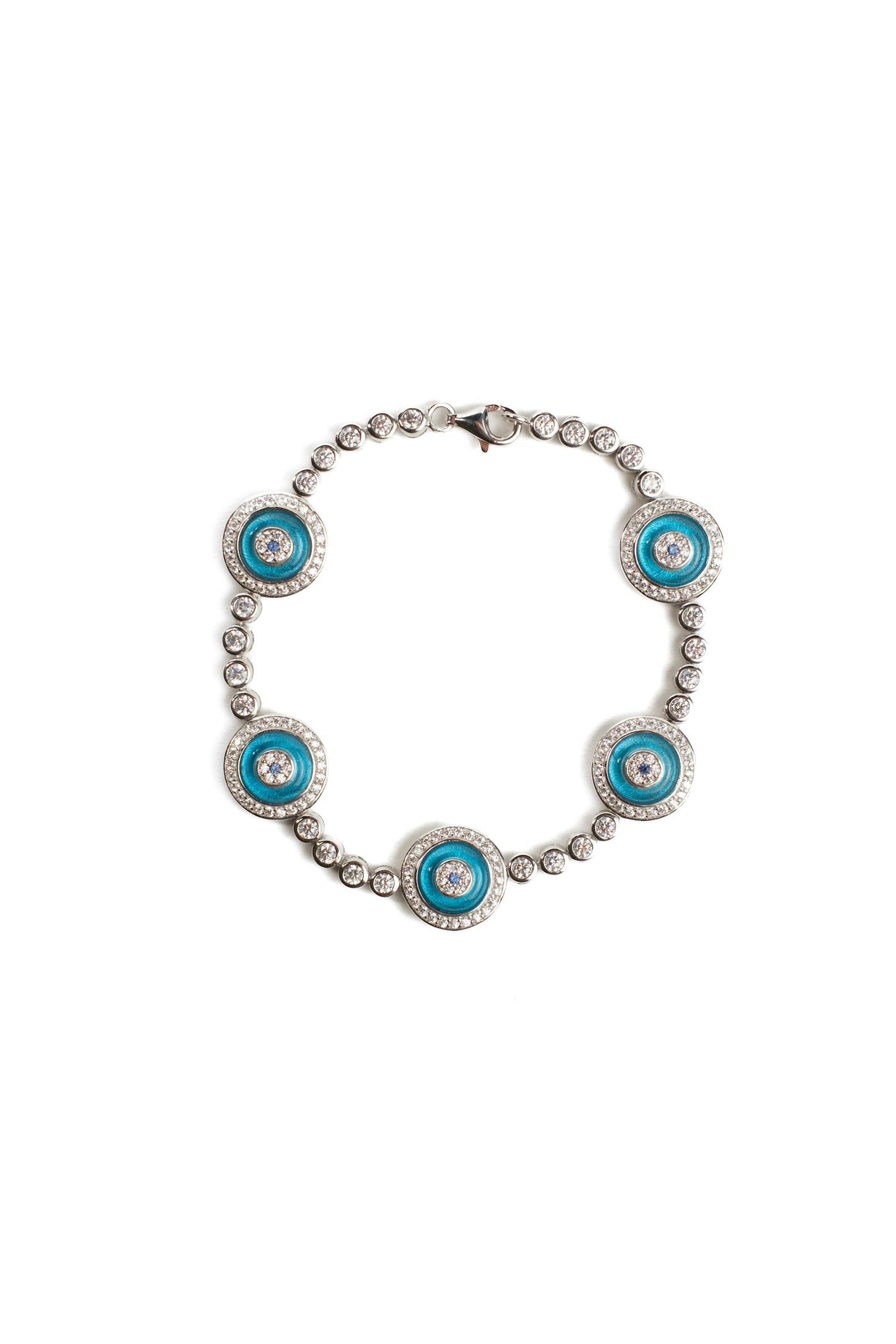 Decade of Luck Glass Eye .925 Sterling Silver Tennis Bracelet
