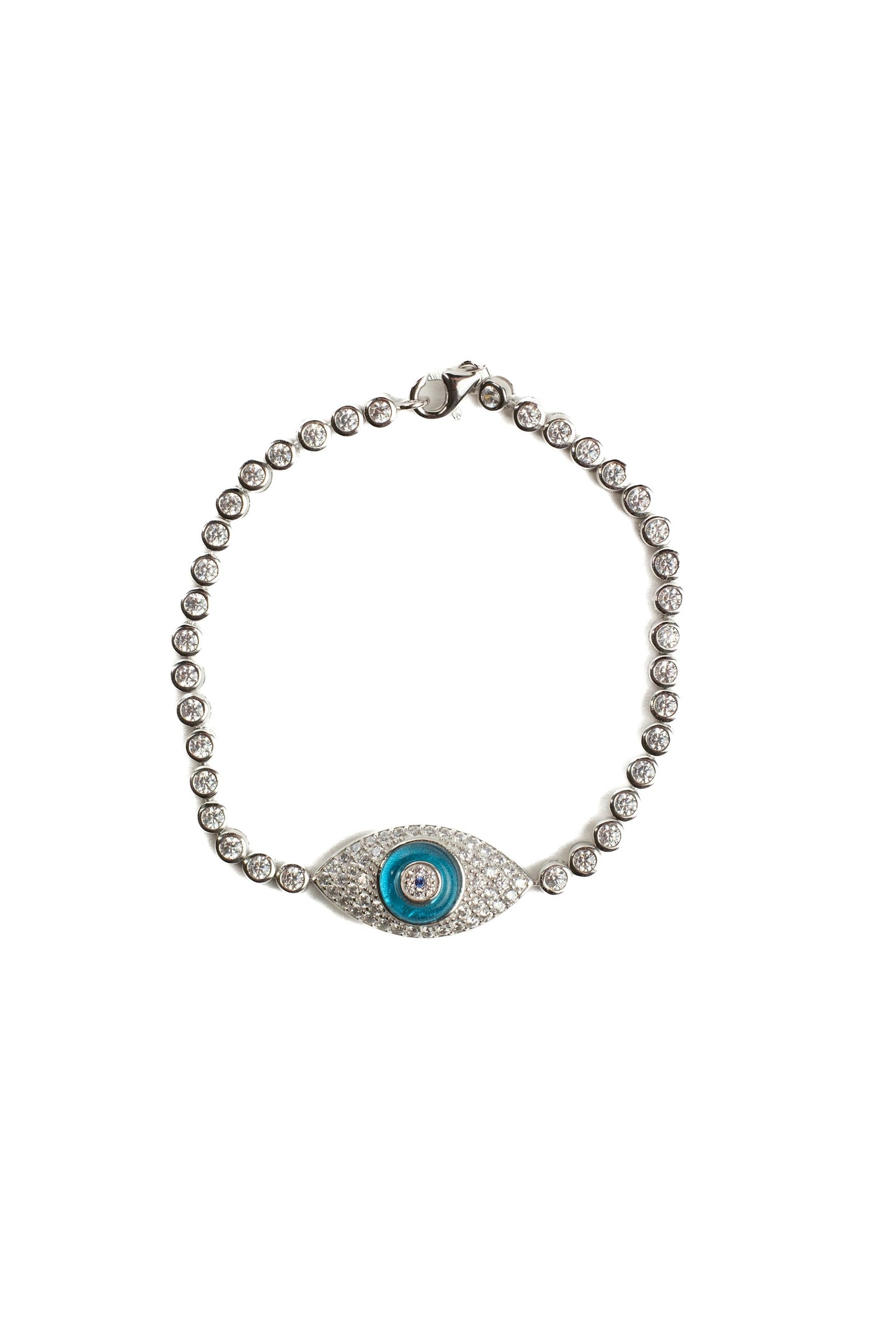 Decade of Luck Glass Eye .925 Sterling Silver Tennis Bracelet