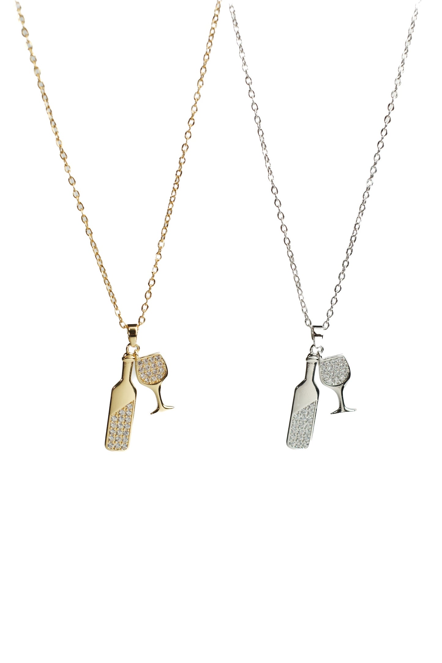 Social Hour Wine 316L Stainless Steel Crystal Necklace