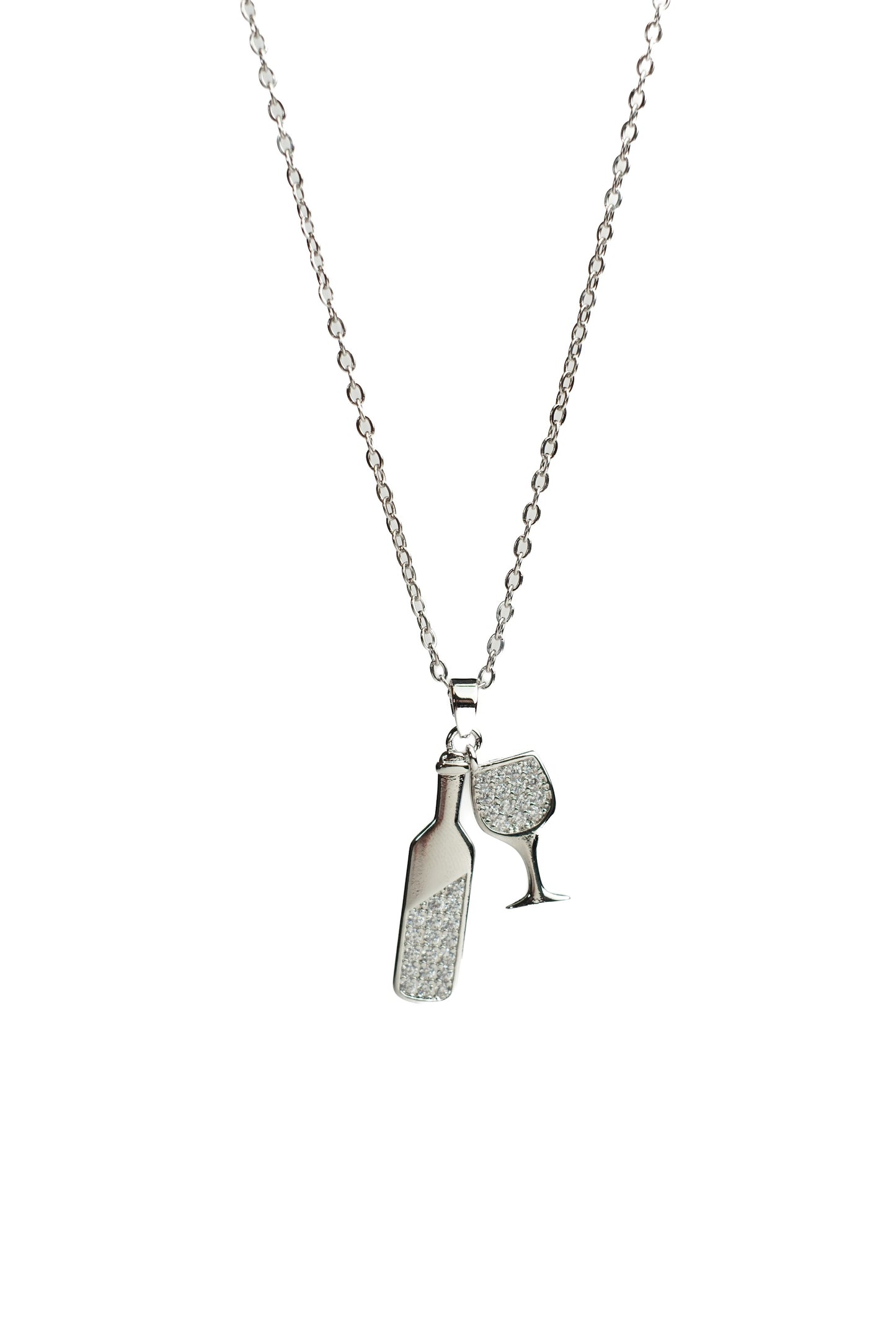 Social Hour Wine 316L Stainless Steel Crystal Necklace