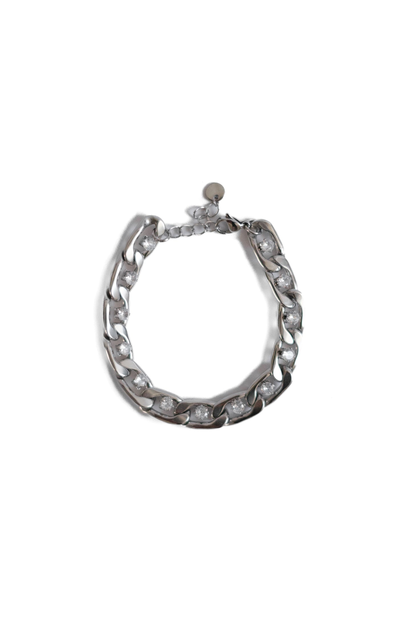 Boss Energy Crystal Cuban Link Necklace and Bracelet 316L Stainless Duo
