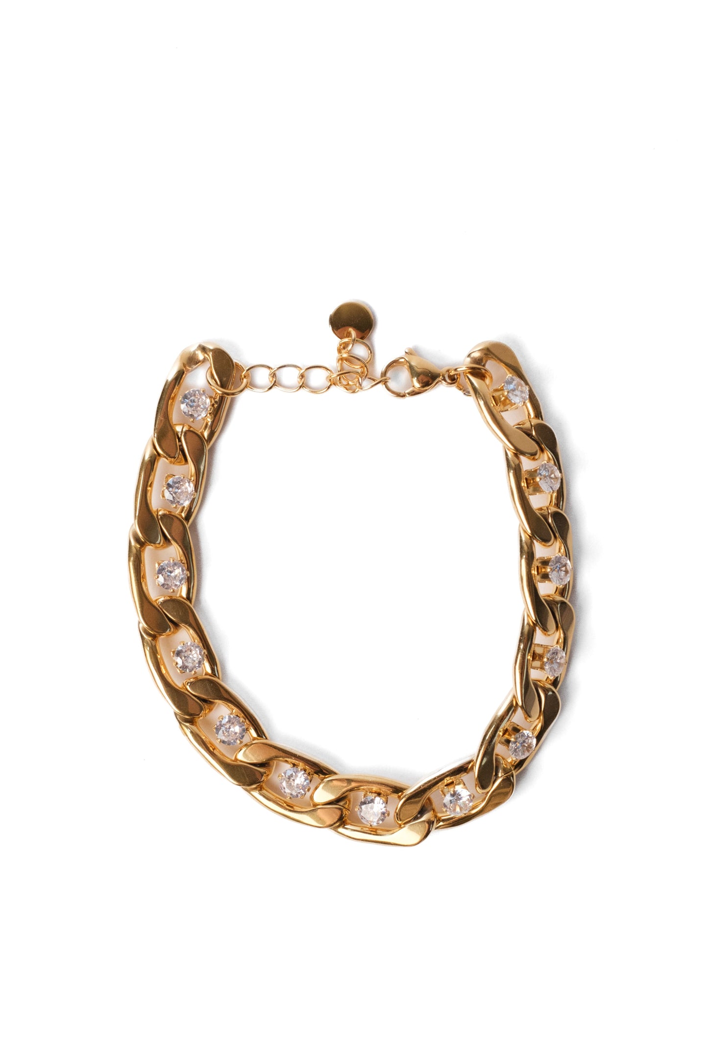 Boss Energy Crystal Cuban Link Necklace and Bracelet 316L Stainless Duo