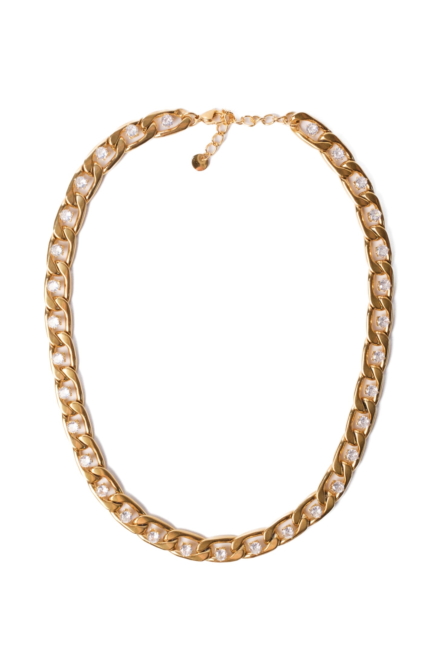 Boss Energy Crystal Cuban Link Necklace and Bracelet 316L Stainless Duo