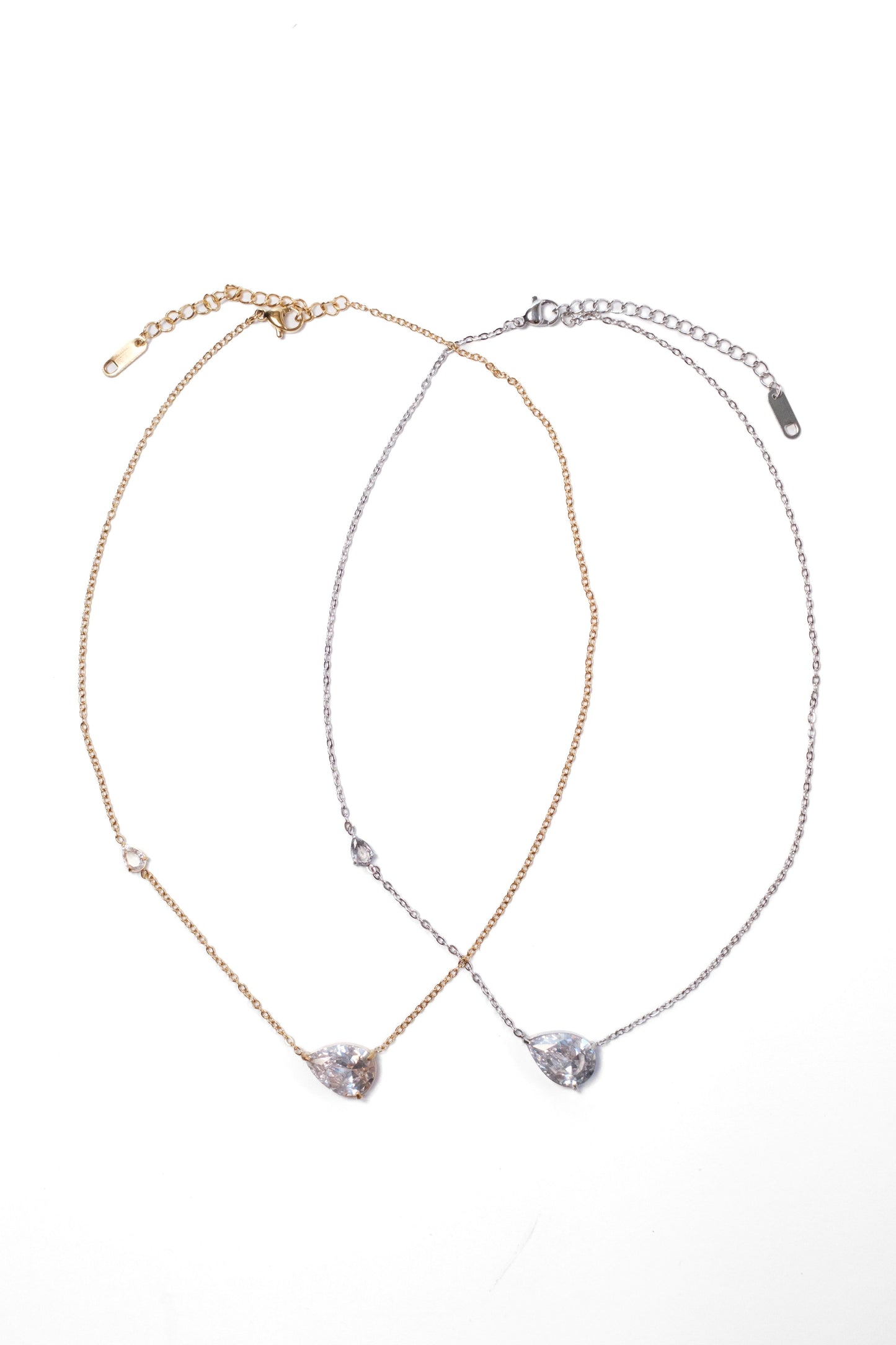 Simply Iconic Pear Crystal 316L Stainless Steel Necklace