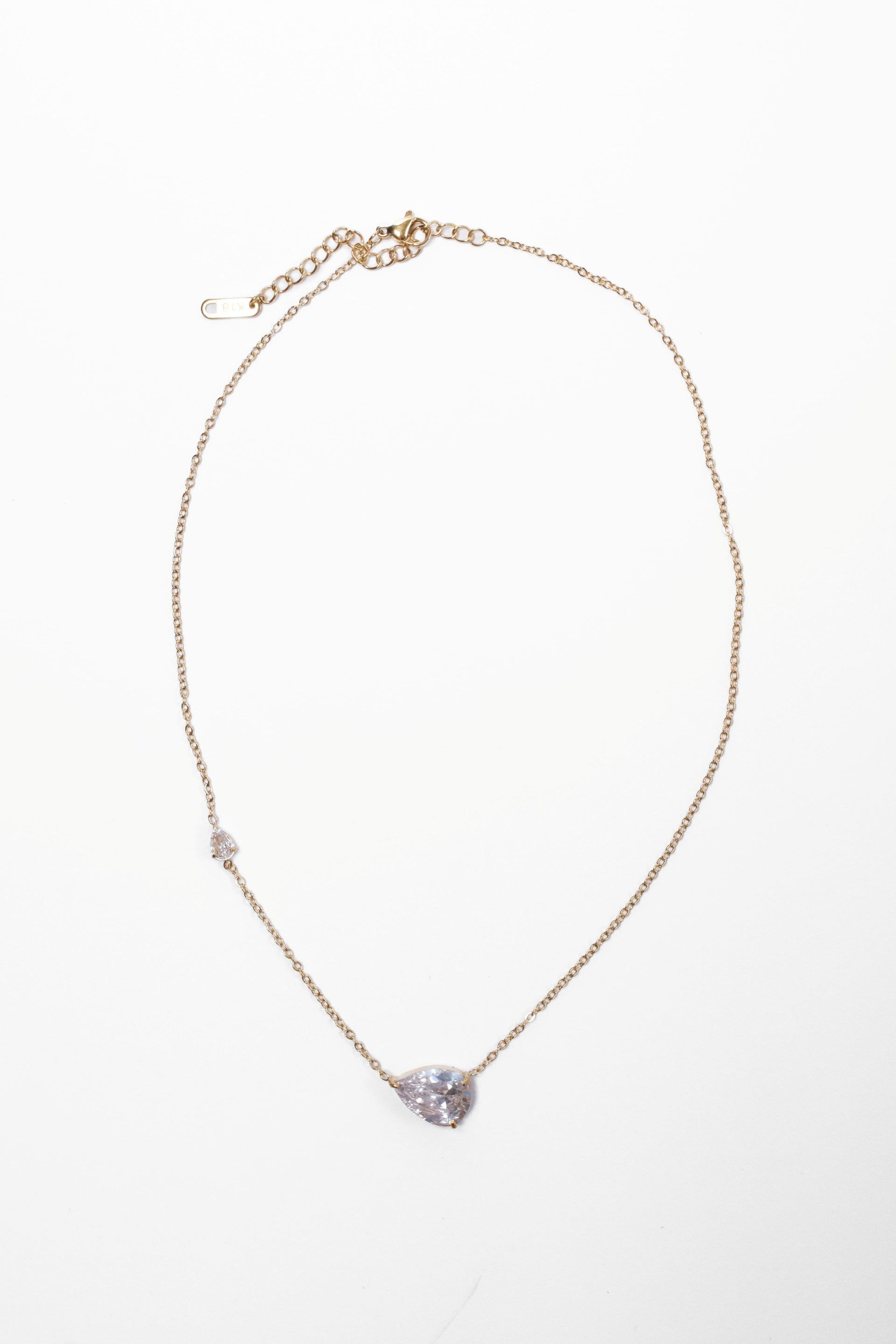 Simply Iconic Pear Crystal Stainless Steel Necklace